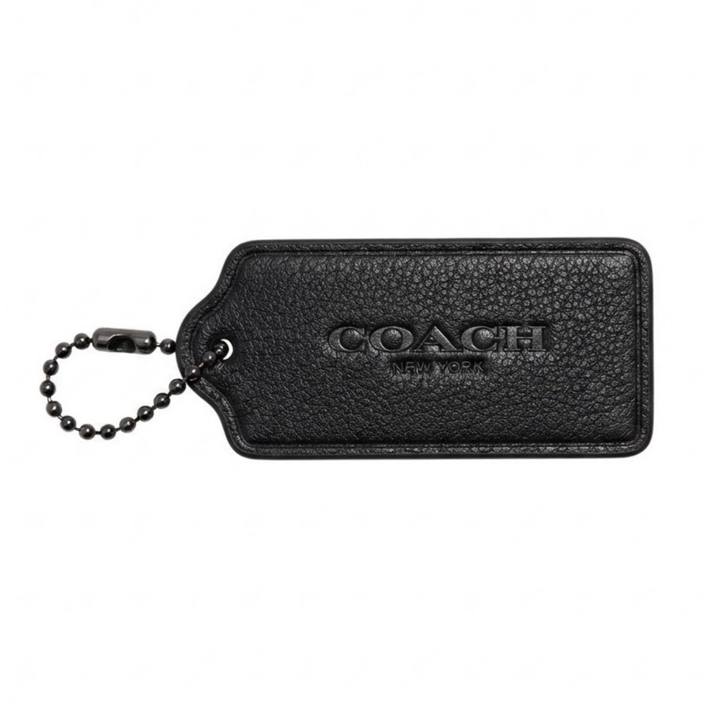 Coach Black Pebbled Leather Snakeskin Embossed Bag Hangtag Charm Gunmetal Chain